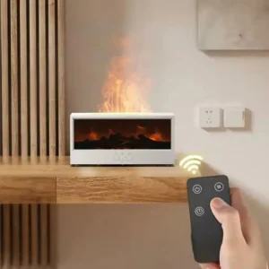 Colorful 3D Simulation Fireplace Flame Aromatherapy Machine with Remote Control USB Charging 3-Speed Timed Charcoal Humidifier
